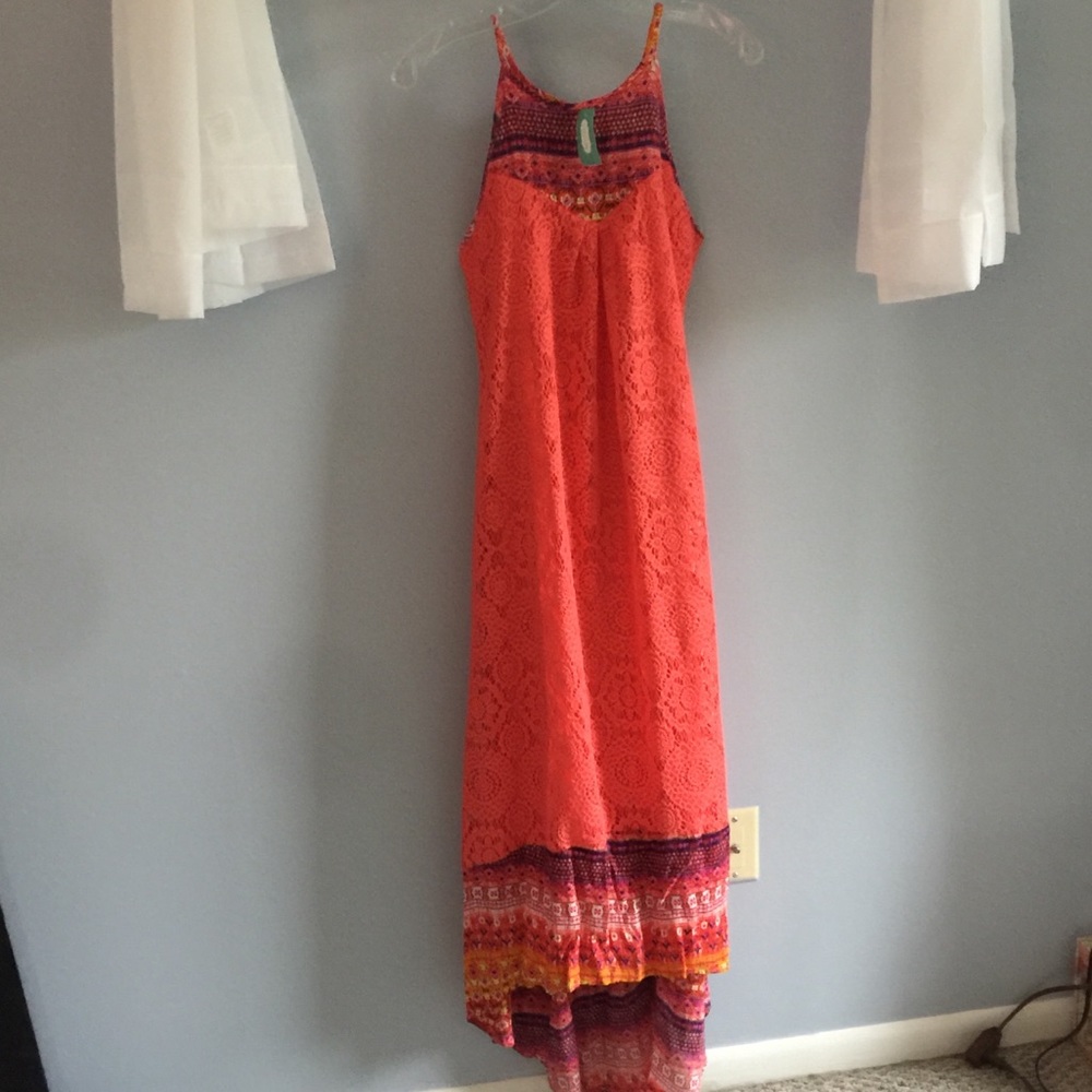 Maurices NEW high/low coral maxi dress size small